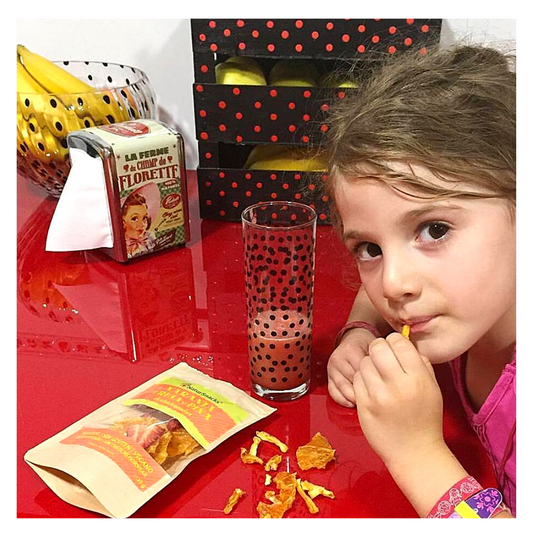 Fruta deshidratada sin azúcar saludable para niños, para ir al cole o como merienda en casa